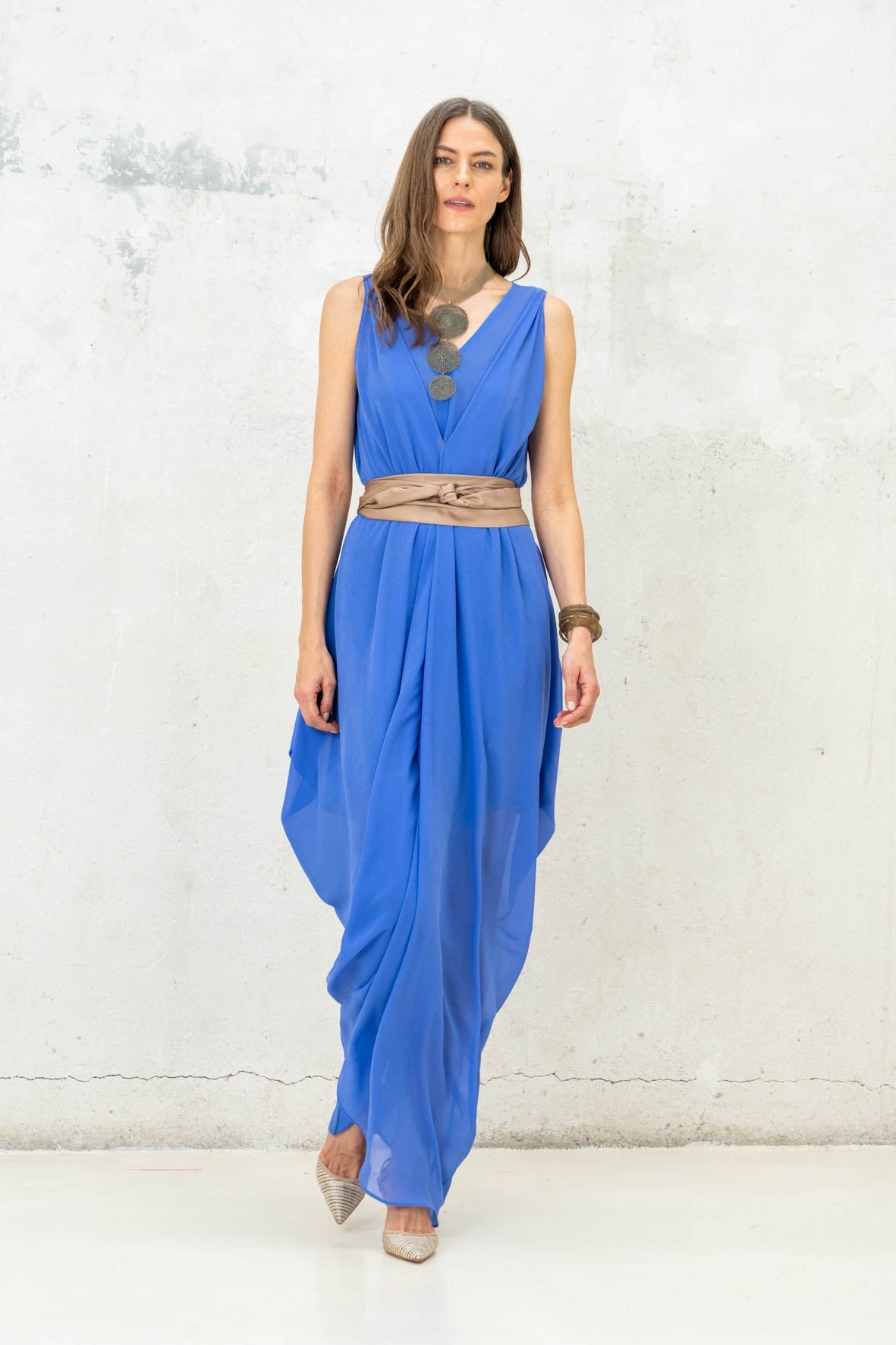 VESTIDO SIN MANGA HELENA AZULON