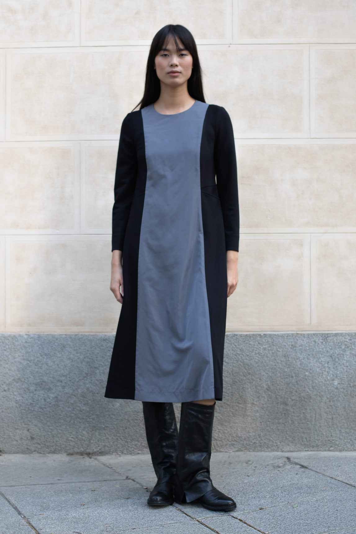 Vestido Lilo bicolor negro-gris