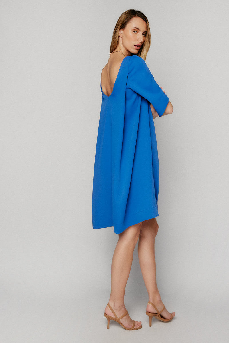 VESTIDO PLIEGUE Y ESCOTE EN ESPALDA AZULÓN