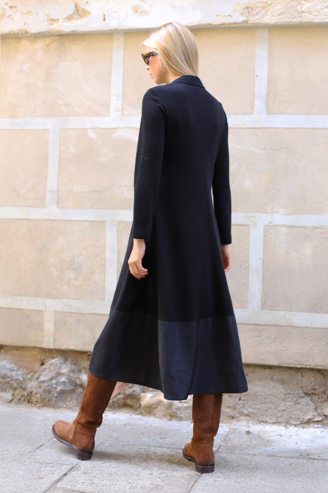 VESTIDO MARSELLA PUNTO CUELLO MAO TECNOLÓGICO NEGRO