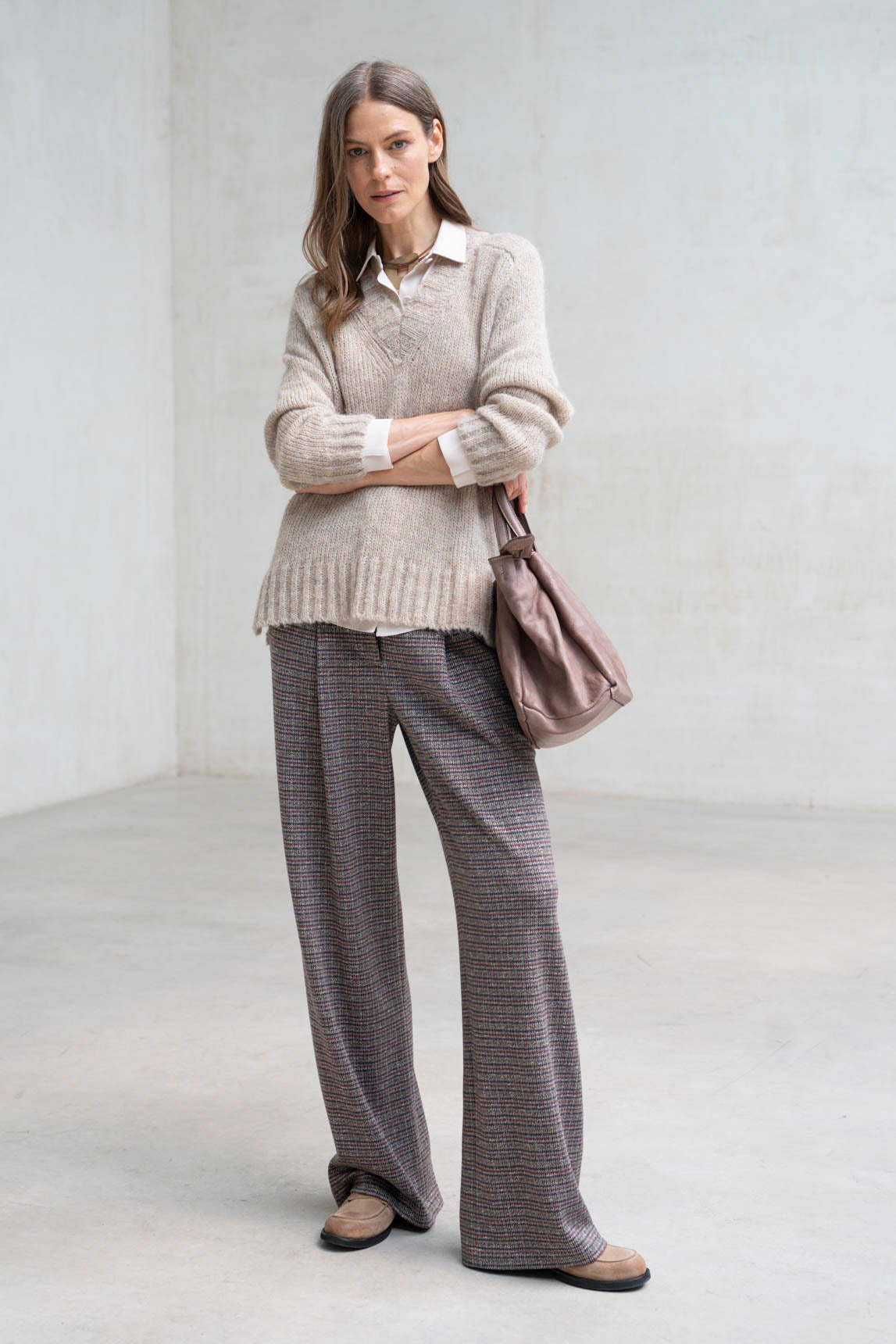 Pantalón Cuccio cuadros burdeos