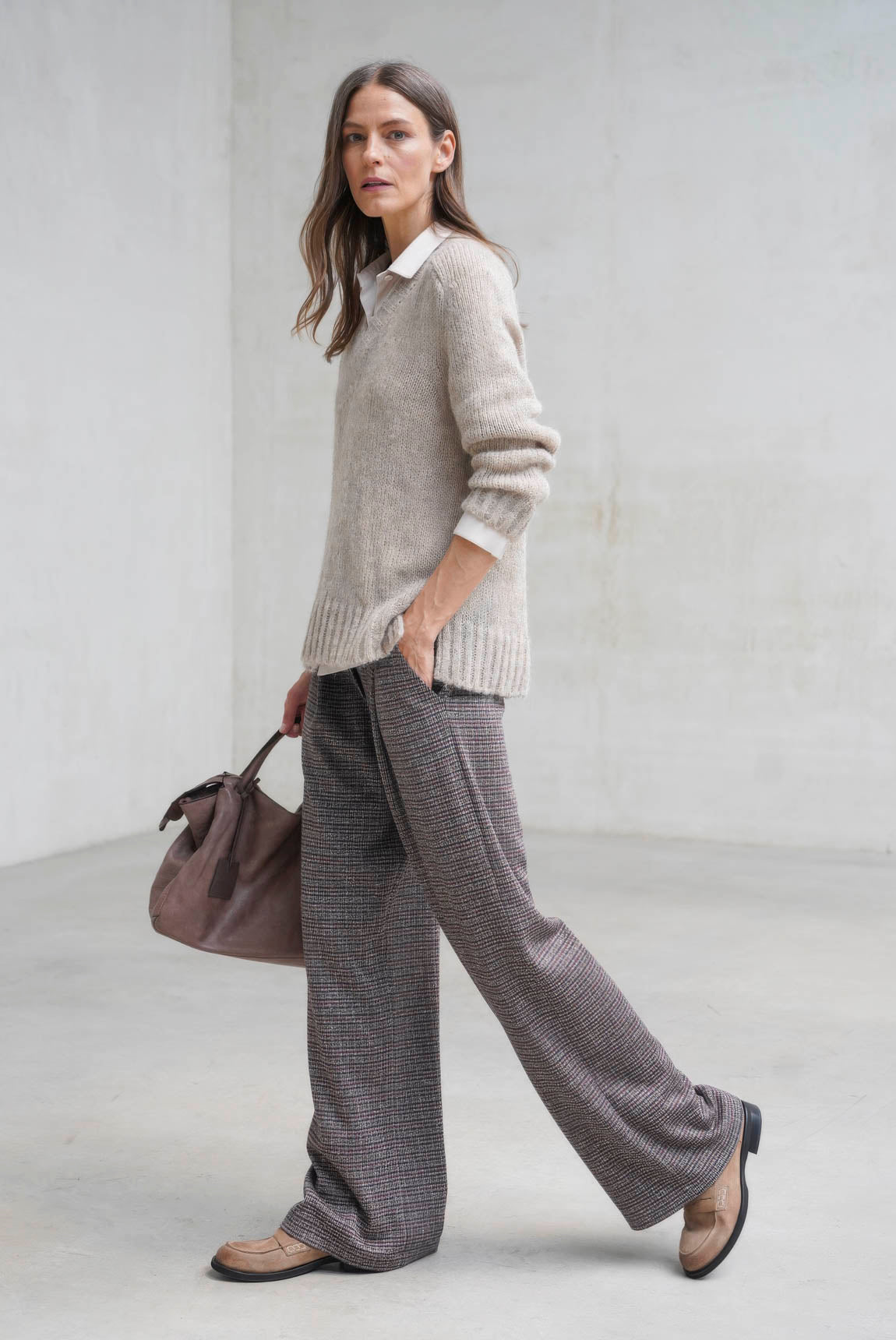 Pantalón Cuccio cuadros burdeos